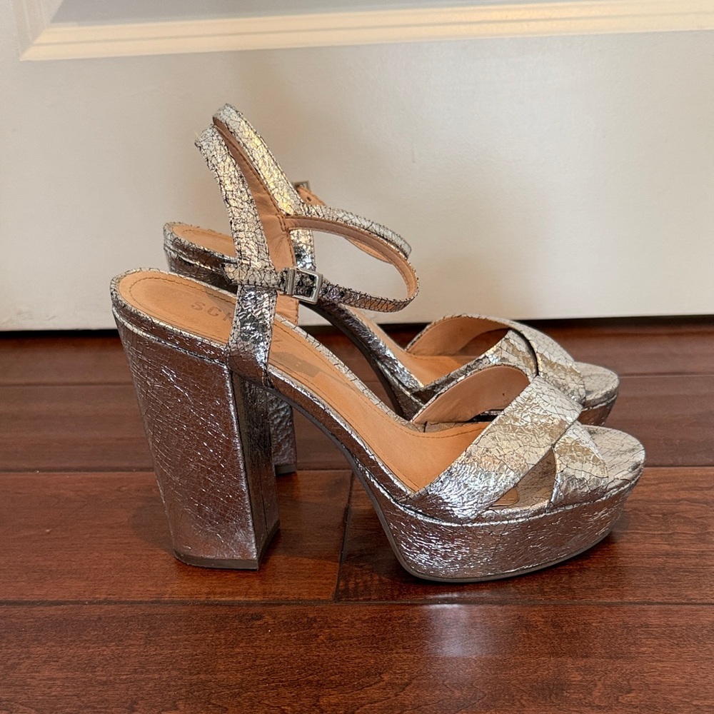 Shutz Silver Platform Heels